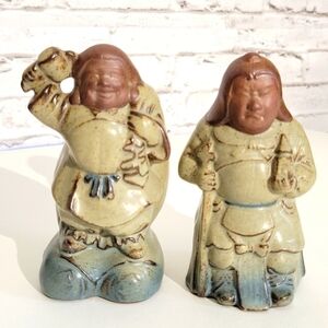Vintage Set of (2) Japanese Immortal Porcelain Figurines, Made In Japan, Redware